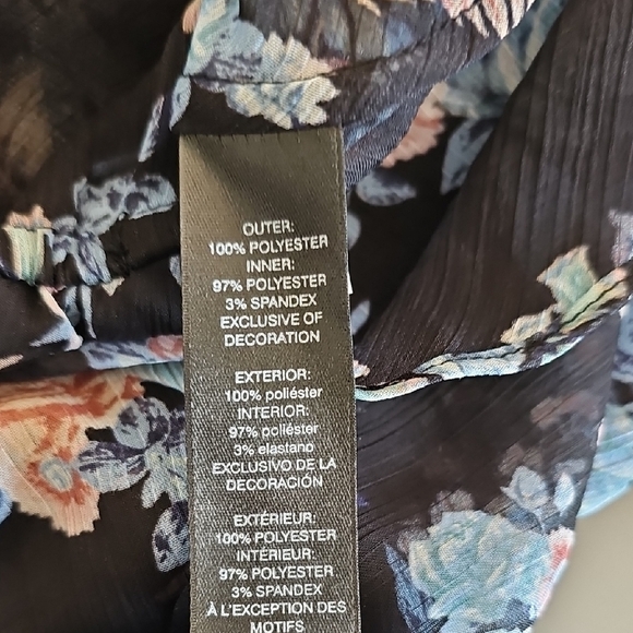 WHBM Floral Black Sheer Women's Top - Picture 6 of 7